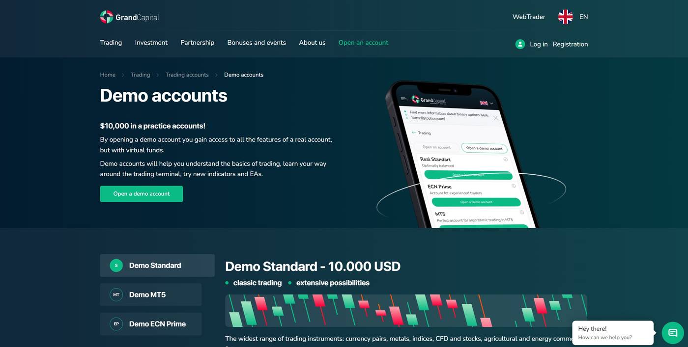 Screenshot of the Grand Capital website